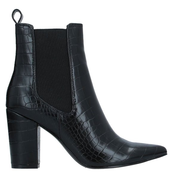 Steve Madden Shoes - Steve Madden Block High Heel Bootie Croc Black 7